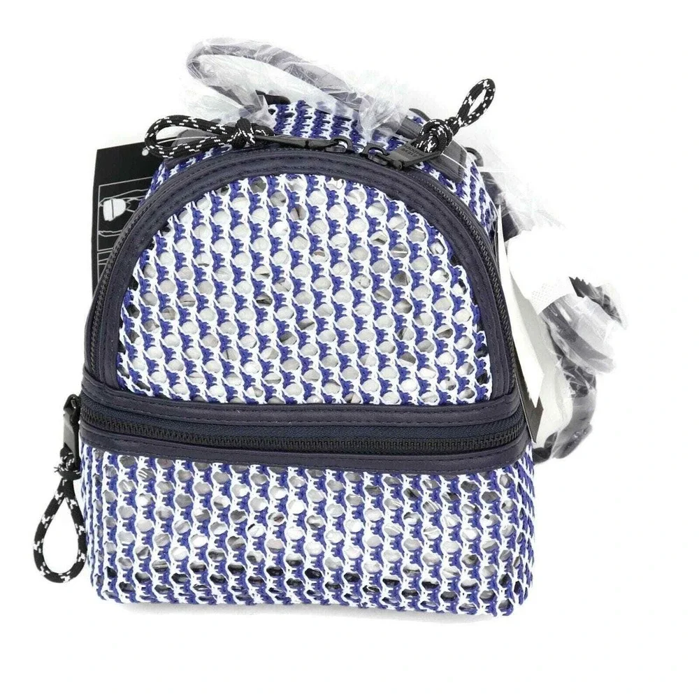 Steve Madden Bmurray Convertible Backpack Womens Blue White Mesh Sporty Modern